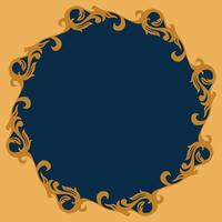 Abstract vintage scroll floral ornament round frame background vector