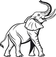 an elephant is standing in a black and white drawing vector