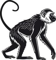 a black and white illustration of a monkey vector