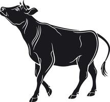 a black cow standing on a white background vector