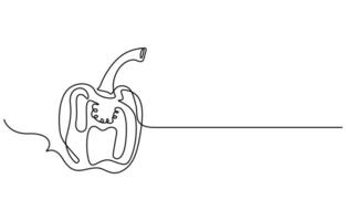 Capsicum continuous one line art drawing vector