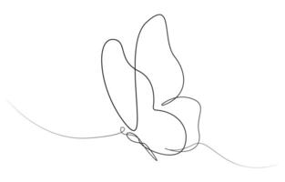 one line art drawing of beautiful butterfly vector
