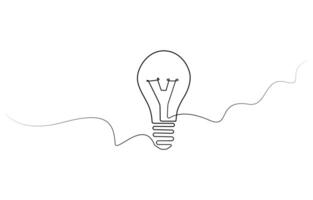 Light Bulb Continuous Line art draw vector