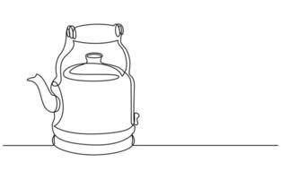 continuous line drawing of a kettle vector
