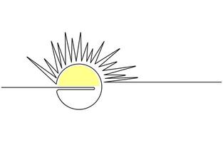 Continuous line sun summer art vector