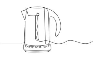 one continuous line drawing of kettle isolated on white background vector
