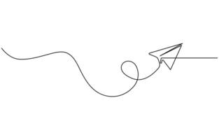 one line drawing of a paper plane vector