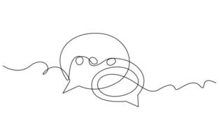 Speech bubble line art continuous one line drawing vector