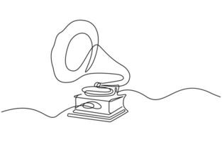 Continuous line art of Gramophone vector