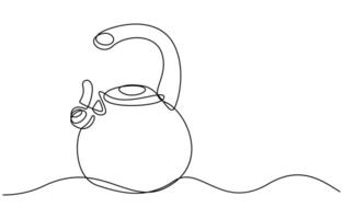 continuous line drawing of a kettle vector