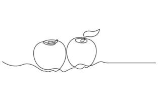 one single line art drawing of apples vector