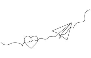 Single line drawing of a paper plane vector