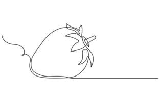 Single continuous line drawing of organic strawberry for fruit icon fresh berries fruitage concept vector