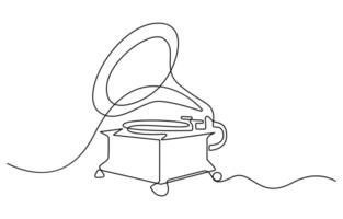 One line drawing abstract Vintage Gramophone vector