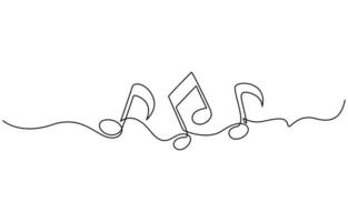 Continuous music line art note sketch illustration vector