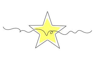 Star in continuous line art vector