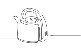 one continuous line drawing of kettle vector