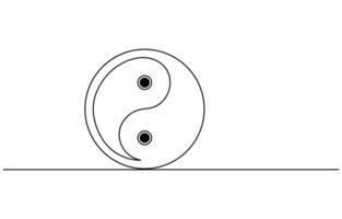One line drawing of Yin Yang vector