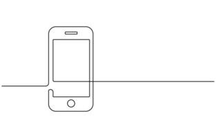 Mobile phone touch screen one line art vector