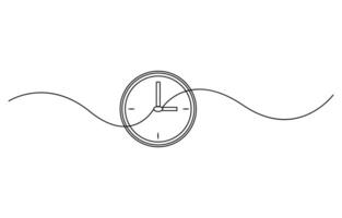 one line drawing clock icon vector