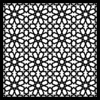 Arabic design grile. Template for laser cutting. Cnc router. Decorative Islamic girih panel with oriental geometric middle eastern pattern. Black and white texture vector