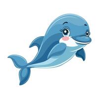 illustration of a dolphin in cartoon style. Cute smiling dolphin on a white background. vector