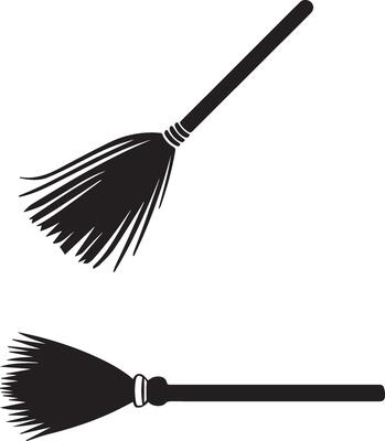 Silhouette of a broomstick isolated on white background