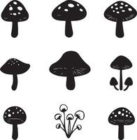 Mushrooms silhouette set on white background vector