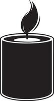 Silhouette of candle with flame on white background vector