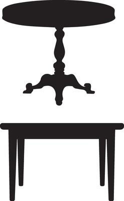 Furniture set Silhouette on white background
