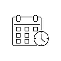 Calendar with clock icon on white background. vector