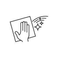 clean surface icon, easy cleaning, thin line symbol on white background - editable stroke illustration vector