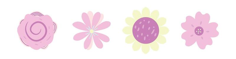 A set of four flowers in different colors vector