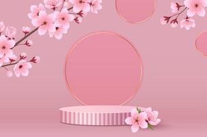 Sakura blossom composition in realistic style vector