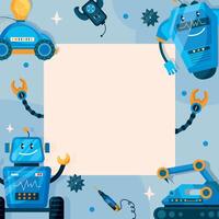 Cartoon Robots and Gadgets Frame with Blank Space vector