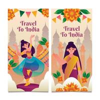 Travel to India banner template set in gradient style vector