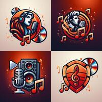 Music-Themed Illustrations with Singers and Instruments vector