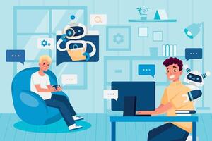 Modern Office Interaction with Robots vector
