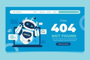 Cute Robot 404 Error Page Design vector