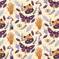 Whimsical Cat and Moth Pattern vector