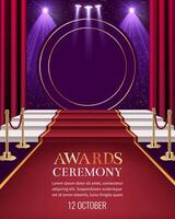 Red carpet realistic vertical poster template vector