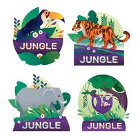 Jungle label collection in gradient style vector