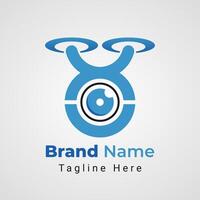 Letter XU Drone Logo, combination of the letters X and U forms the Drone Camera Logo vector