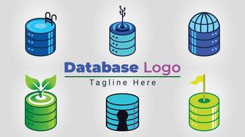 Simple Database Logo Pack, Database Icons Combined with Swimming Pool, Techno Bullseye, Globe, Nature, Keyhole, Golf Course vector