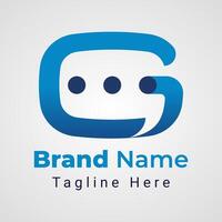Letter G Chat Logo, simple chat logo forms the negative space of the letter G vector