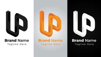 Letter UP Impossible Logo, Elegant and simple logo of letter U and P with 3D shape impossible perspective style vector
