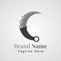 Letter C Karambit Dagger Logo, combination of the traditional Indonesian weapon, karambit dagger in the shape of the letter C vector