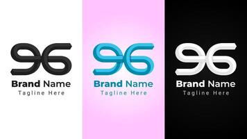 Number 96 Impossible Logo, combination logo of number 9 and 6 with 3D shape impossible perspective style vector