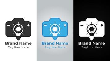 Bulb Camera Logo, combination of camera and Lightbulb. Can be used for photography business vector