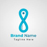 Water Drop Pin Infinity Logo, combinations of infinity logo or number 8 that form negative space of pin and water drop symbol vector